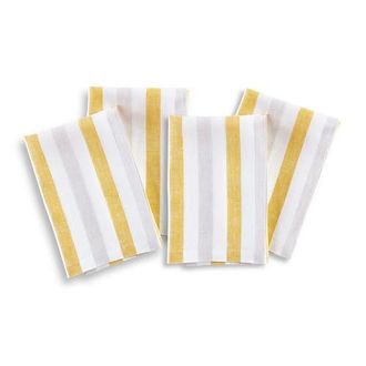 Solino Home Linen Dinner Napkins - Sorrento Stripe, 20 x 20 in Yellow And Grey at Nordstrom, Size Large