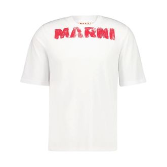 Marni Tops, Heren, Wit, L, Katoen, Monolith Katoenen T-Shirt