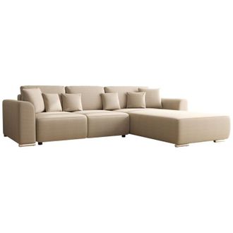 Vente-Unique Divano letto angolare e reversibile in Tessuto Beige - MELTANA