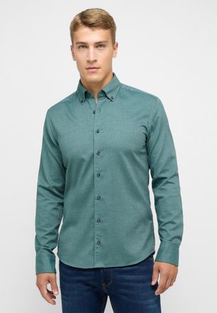Eterna Langarmhemd ETERNA SLIM FIT, Herren, Gr. 38, Normalgr&ouml;ssen, jade, Flanell, 52% Baumwolle, 10% Schurwolle, 38% Lyocell, schmal, Manschette, Hemden Lang