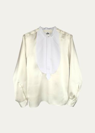 S&eacute;bline Painter Cotton Poplin Bib Satin Shirt