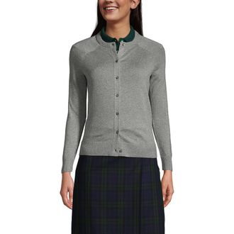 Lands End School Uniform Young Cotton Modal Cardigan Sweater in Pewter Heather at Nordstrom, Size Xx-Small