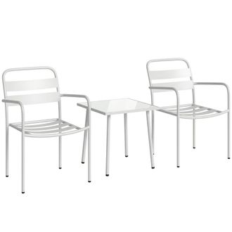 OUTSUNNY Conjunto de jard&iacute;n 55x58x82 cm blanco