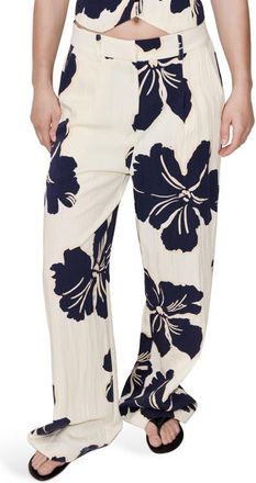 Mango Placed Floral Pants in Off White at Nordstrom, Size 6