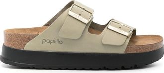 Birkenstock Arizona leather platform sandals - women - Calf Leather/Polyethylene vinyl acetate (PEVA)/Calf Suede - 40 Narrow - Neutrals