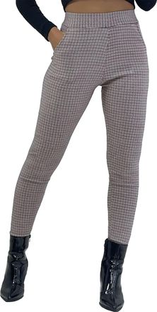 Generic Womens Smart Skinny Fit Houndstooth Pocket Detail Stretch Fit Trousers Pants Leggings - Small-X/Large (as8, Alpha, l, x_l, Regular, Regular, Wine, Ski
