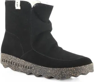 FLY London Cuff Faux Shearling Bootie in 008 Black at Nordstrom, Size 40