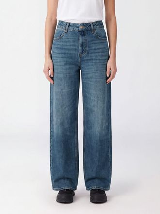 Tory Burch Jeans wide leg a vita media in denim di cotone a cinque tasche