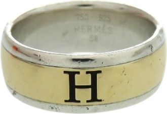 Herm&egrave;s Gold Silver Yellow Gold (18K) Silver 925 Band Ring (Pre-Owned)