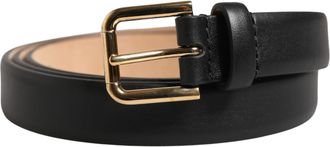 Dolce & Gabbana Black Classic Leather Gold Metal Buckle Womens Belt