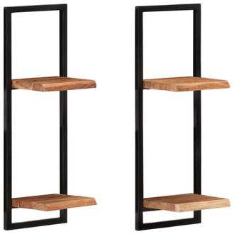 vidaXL Vidaxl - Estantes De Pared 2 Unidades Madera Maciza Acacia 25x25x75 Cm