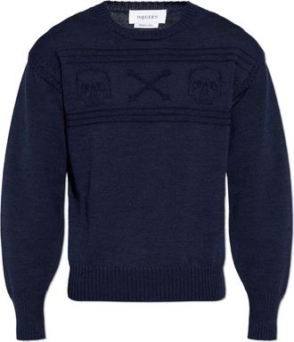 Alexander McQueen Truien & Vesten, Heren, Blauw, 2Xl, Wol, Wol trui met ronde hals
