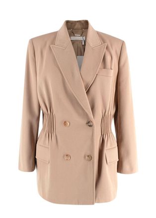 Chloé Beige Double Breasted Cinched Waist Blazer Size XS