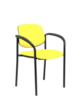 Piqueras y Crespo Piqueras Y Crespo - Villalgordo Silla Confidente De 4 Patas, Con Brazos Y Estructrua Negra Tejido Similpiel Amarillo