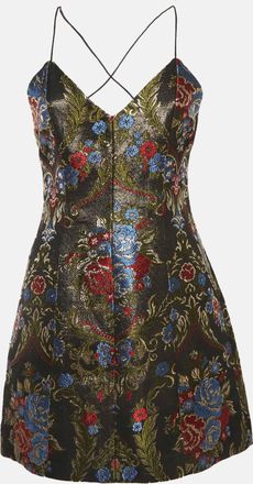 Alice & Olivia Alice + Olivia Black Floral Jacquard Strappy Mini Dress