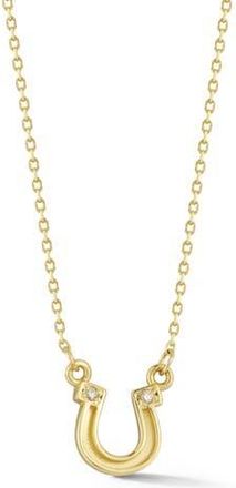 Ember Fine Jewelry Diamond Horseshoe Pendant Necklace in Gold at Nordstrom Rack, Size 17