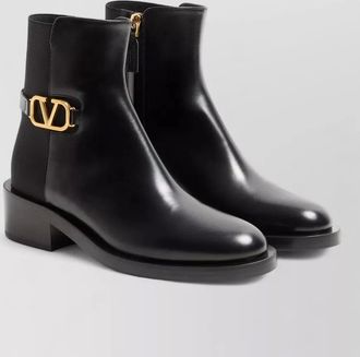 Valentino ankle boots round toe block heel buckle