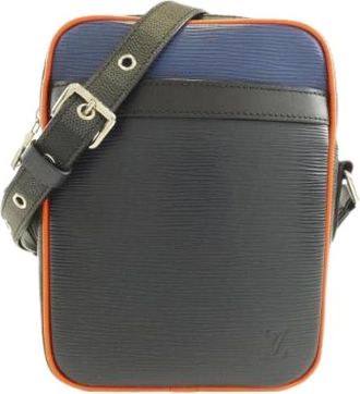 Louis Vuitton Pre-owned Cross Body Bags, female, Gray, Size: ONE SIZE Pre-owned Danube Slim Epi Damier Graphite Shoulder Bag
