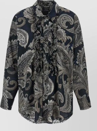 R13 paisley shirt long sleeves ruffled front
