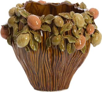 Light & Living Vasija De Cer&aacute;mica Light & Living Lemoni Marr&oacute;n-naranja+verde