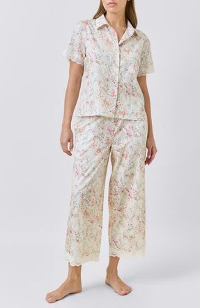Papinelle Sleepwear Yolly Floral Lace Cotton Sateen Pajamas in Ecru at Nordstrom, Size Medium