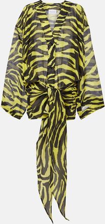 The Attico Animal-print cotton muslin minidress