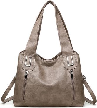 Generic Womens Crossbody Bag PU Leather Shoulder Purse Handbags Tote Bags, Compatible For Ladies With Long Adjustable Strap(Grey)
