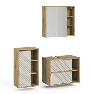 Vicco Conjunto De Muebles De Ba&ntilde;o De 3 Piezas Viola, Roble Artesanal, 3 Partes, Vicco