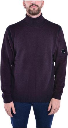 C.P. Company Fleece Gebreide Coltrui - Heren - Coltruien - Paars - L - Wol - Truien & Vesten