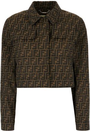 Fendi Giacca crop con motivo FF - Marrone