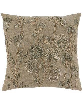 Saro Lifestyle Stone Washed Floral Pillow