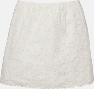 Poss&eacute; Salma embroidered cotton miniskirt