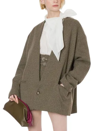 Philosophy di Lorenzo Serafini Oversized Houndstooth Jacket In Pine
