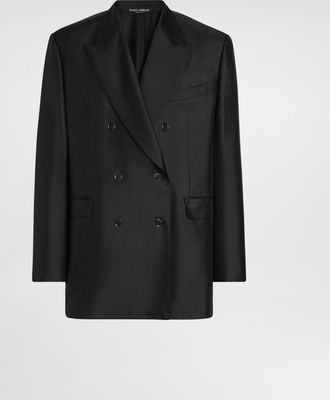 Dolce & Gabbana Sicilia Light Double-breasted Silk Twill Jacket - Man Suits And Blazers Black 46