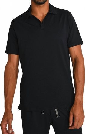 Cala 1789 Vasco Trieste Embossed Fabric Polo Shirt In Black