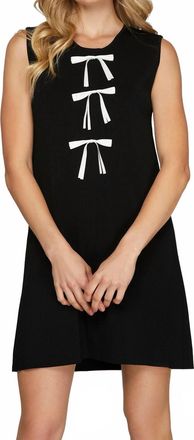 She + Sky Mini Dress With Bows In Black