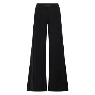 Philipp Plein Broeken, Dames, Zwart, XS, Katoen, Skater Fit Tracksuit Pants Strass Band