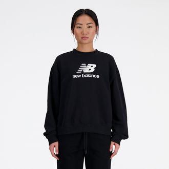 New Balance Sweatshirt NEW BALANCE Sport Essentials French Terry Logo Crew, Damen, Gr. XXL, schwarz (schwarz (001)), Obermaterial: 60% Baumwolle, 40% Polyester, S