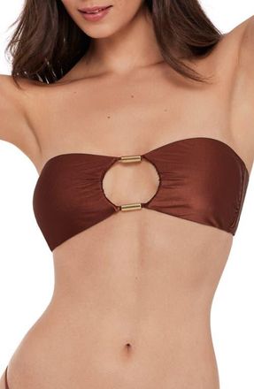 Steve Madden Beaded Cutout Strapless Bikini Top in Oak Brown at Nordstrom, Size X-Small