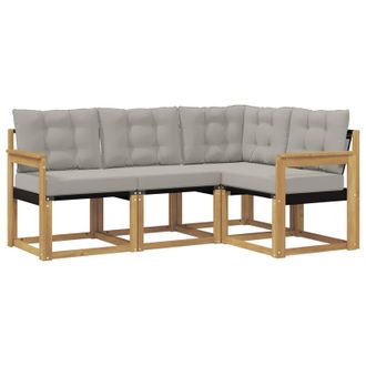 vidaXL Conjunto De Sof&aacute;s De Exterior 4 Pcs Blanco Y Gris Claro Vidaxl