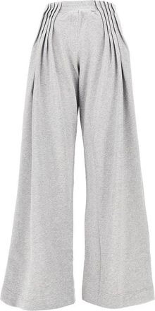 Dries Van Noten Wide-leg geplooide joggingbroek - Dames - Broeken - Grijs - Maat: XS Katoen