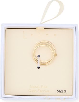 Leith Set of 3 Cubic Zirconia Skinny Band Rings in Clear- Gold at Nordstrom Rack, Size 7