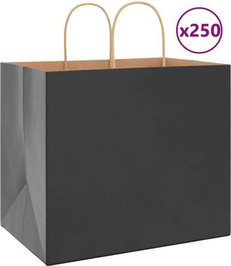 vidaXL Bolsas De Papel Con Asas 250 Uds Negra 32x22x28 Cm Vidaxl
