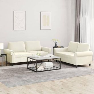 vidaXL Juego De Sof&aacute;s Con Cojines 2 Piezas Terciopelo Crema Vidaxl