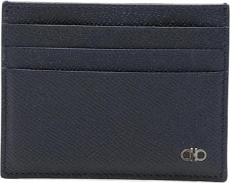 Ferragamo Gancini Cardholder - Heren - Portefeuilles - Blauw - ONE Size - Leer - Accessoires