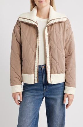 Thread & Supply Knit Collar Quilted Jacket in Taupe at Nordstrom Rack, Size X-Small