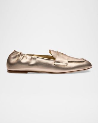 Stuart Weitzman Bryant Metallic Leather Penny Loafers