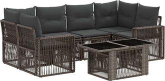 vidaXL Conjunto De Sof&aacute;s De Jard&iacute;n 7 Uds. Gris Y Gris Oscuro Vidaxl