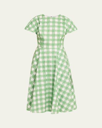 Rosie Assoulin Buttercup Gingham Short-Sleeve Mini Dress