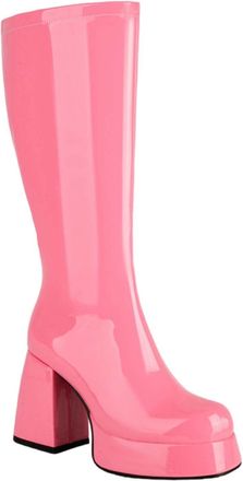 Generic Women Cotton Boots Color Long Boots Smooth Zipper High Heel Chunky Boots for Women Uk Wide Fit Knee High (Pink, 6.5)